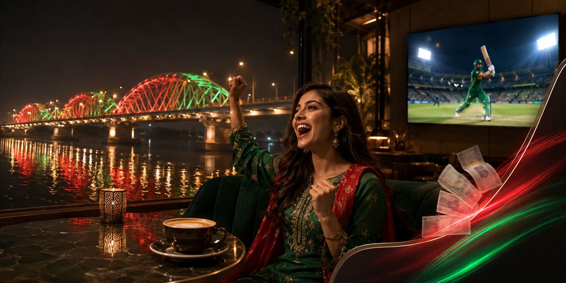 রাজশাহীতে লাল-সবুজ পোশাকে একজন খেলোয়াড় মোবাইলে জ্যাকপট গেম খেলছেন