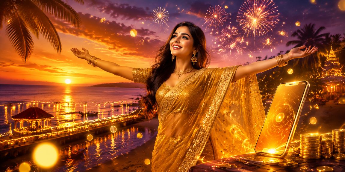 সেন্ট মার্টিনে শাড়ি পরিহিত একজন ব্যবহারকারী ভিআইপি জ্যাকপট বোনাস চেক করছেন